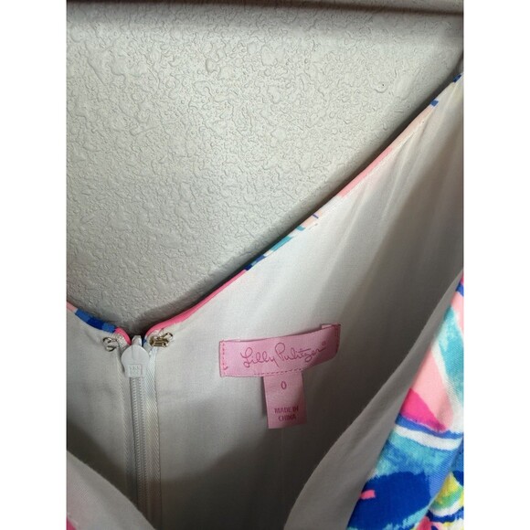 Lilly Pulitzer Melody Maxi Dress Sz 2 Pink Blue Tropical Beachy Preppy Tiered - Picture 4 of 5